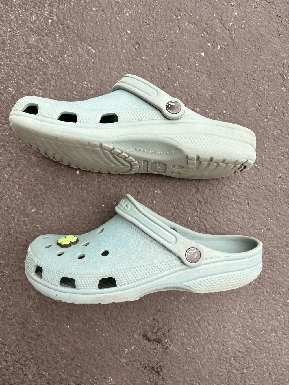CROCS Kids Classic Clog in Seafoam Green with Charms